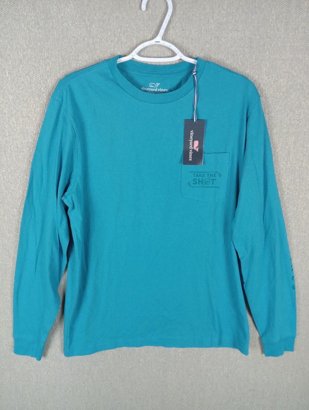 Vineyard Vines Take the Shot Long Sleeve Pocket Graphic Tee Teal Green Medium